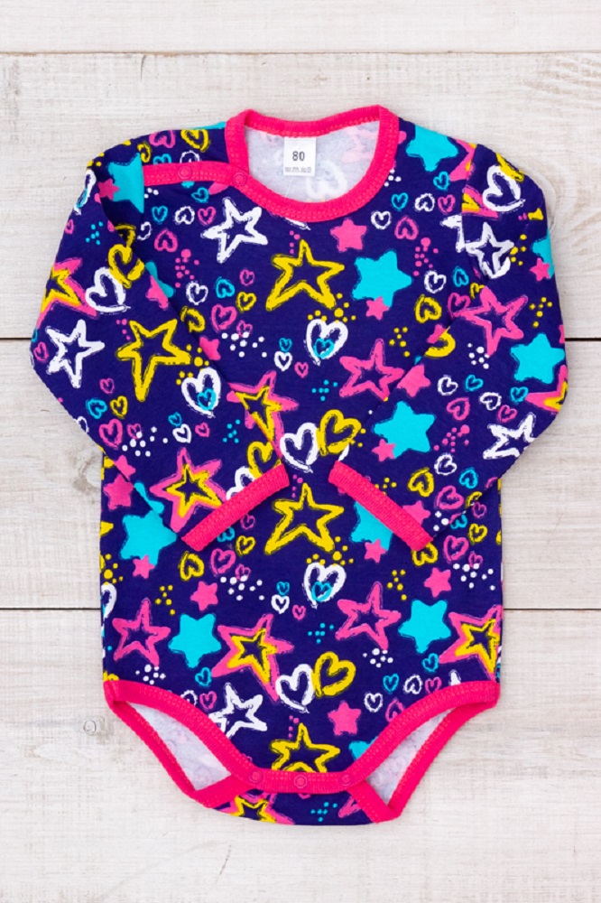 Боді ясельний для дівчинки (з довгим рукавом)